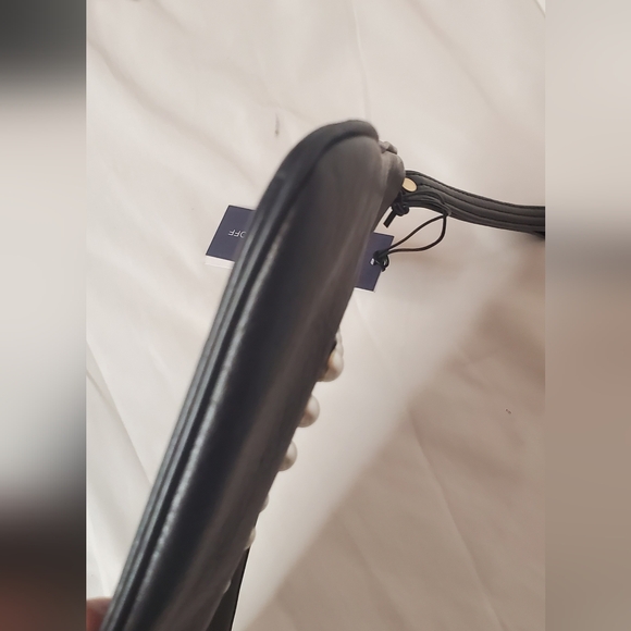 REBECCA MINKOFF-Clutch&Wristlet"LOVE"  leather black and pearls studs Bag - Picture 9 of 14